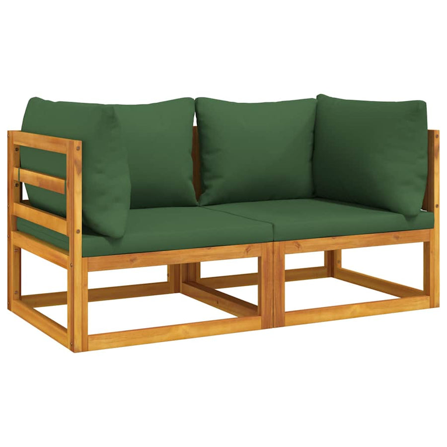 Sectional Corner Sofas 2 pcs with Green Cushions
