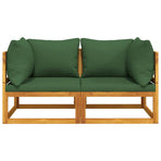 Sectional Corner Sofas 2 pcs with Green Cushions