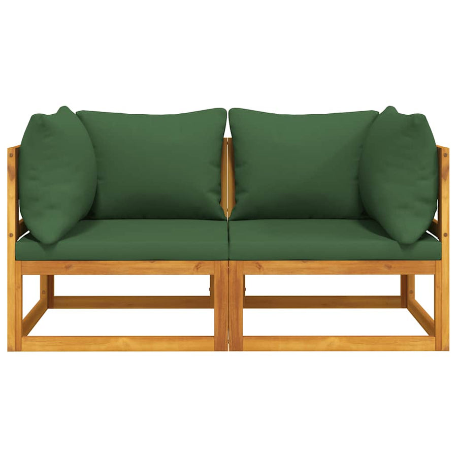 Sectional Corner Sofas 2 pcs with Green Cushions