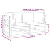 Sectional Corner Sofas 2 pcs with Green Cushions Solid Wood Acacia - Low Angle