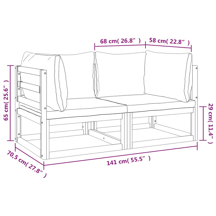 Sectional Corner Sofas 2 pcs with Green Cushions