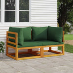 Sectional Corner Sofas 2 pcs with Green Cushions