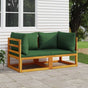 Sectional Corner Sofas 2 pcs with Green Cushions