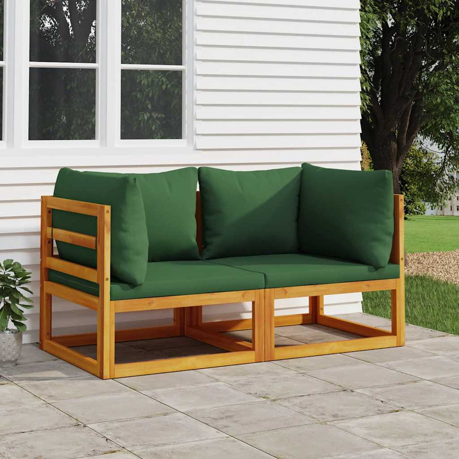 Sectional Corner Sofas 2 pcs with Green Cushions