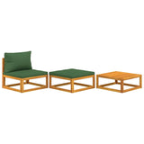 3 Piece Garden Lounge Set with Cushions Solid Wood Acacia - Front View