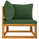 Sectional Corner Sofa with Green Cushions Solid Wood Acacia - Top-Down View