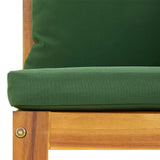 Sectional Corner Sofa with Green Cushions Solid Wood Acacia - Close-Up Angle