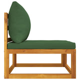 Garden Middle Sofa with Green Cushions Solid Wood Acacia - Top-Down View