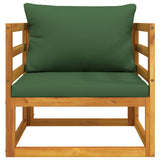Garden Chair with Green Cushions Solid Wood Acacia - Top-Down View