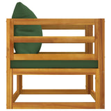 Garden Chair with Green Cushions Solid Wood Acacia - 45-Degree Angle