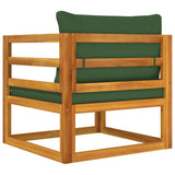 Garden Chair with Green Cushions Solid Wood Acacia - Rear View