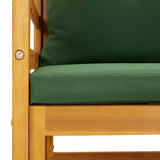 Garden Chair with Green Cushions Solid Wood Acacia - Close-Up Angle