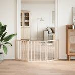 Dog Gate Foldable 3 Panels 150 cm Poplar Wood