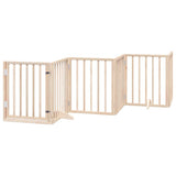 Dog Gate with Door Foldable 6 Panels 300 cm Poplar Wood - Front View