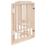 Dog Gate with Door Foldable 6 Panels 300 cm Poplar Wood - 45-Degree Angle
