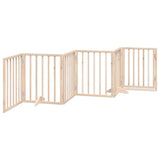 Dog Gate with Door Foldable 6 Panels 300 cm Poplar Wood