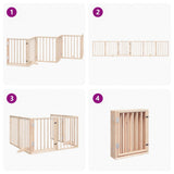 Dog Gate with Door Foldable 6 Panels 300 cm Poplar Wood - Close-Up Angle