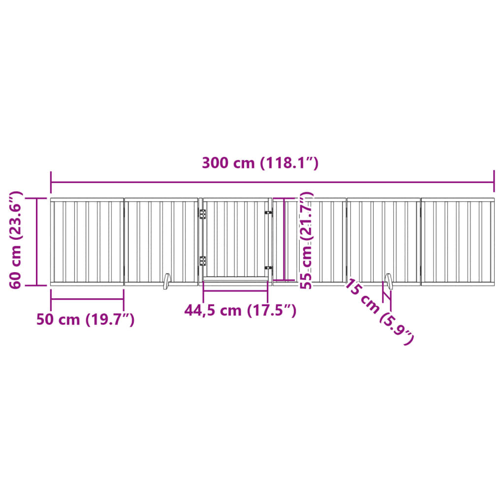 Dog Gate with Door Foldable 6 Panels 300 cm Poplar Wood