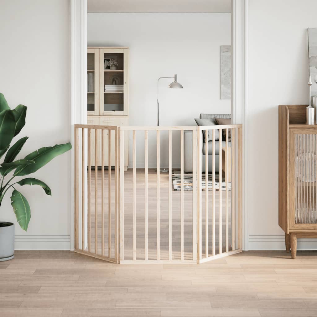 Dog Gate Foldable 3 Panels 150 cm Poplar Wood