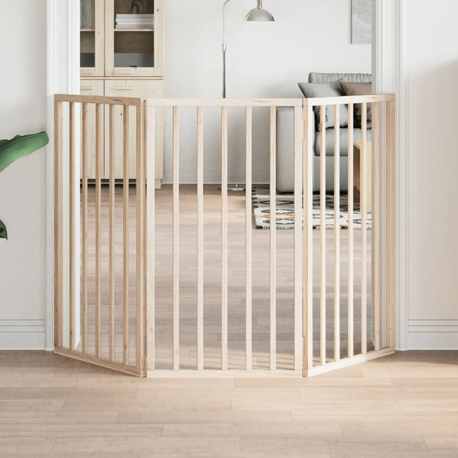 Dog Gate Foldable 3 Panels 150 cm Poplar Wood