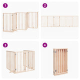 Dog Gate with Door Foldable 6 Panels 300 cm Poplar Wood - Close-Up Angle