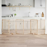 Dog Gate with Door Foldable 6 Panels 300 cm Poplar Wood