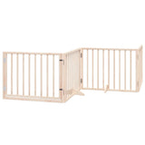 Dog Gate with Door Foldable 4 Panels 320 cm Poplar Wood - Front View