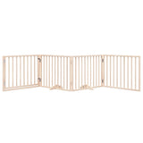 Dog Gate with Door Foldable 4 Panels 320 cm Poplar Wood - Side View