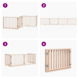 Dog Gate with Door Foldable 4 Panels 320 cm Poplar Wood