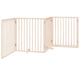 Dog Gate with Door Foldable 4 Panels 320 cm Poplar Wood - Rear View