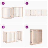 Dog Gate with Door Foldable 4 Panels 320 cm Poplar Wood