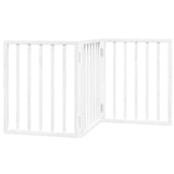 Dog Gate Foldable 3 Panels White 150 cm Poplar Wood - Front View