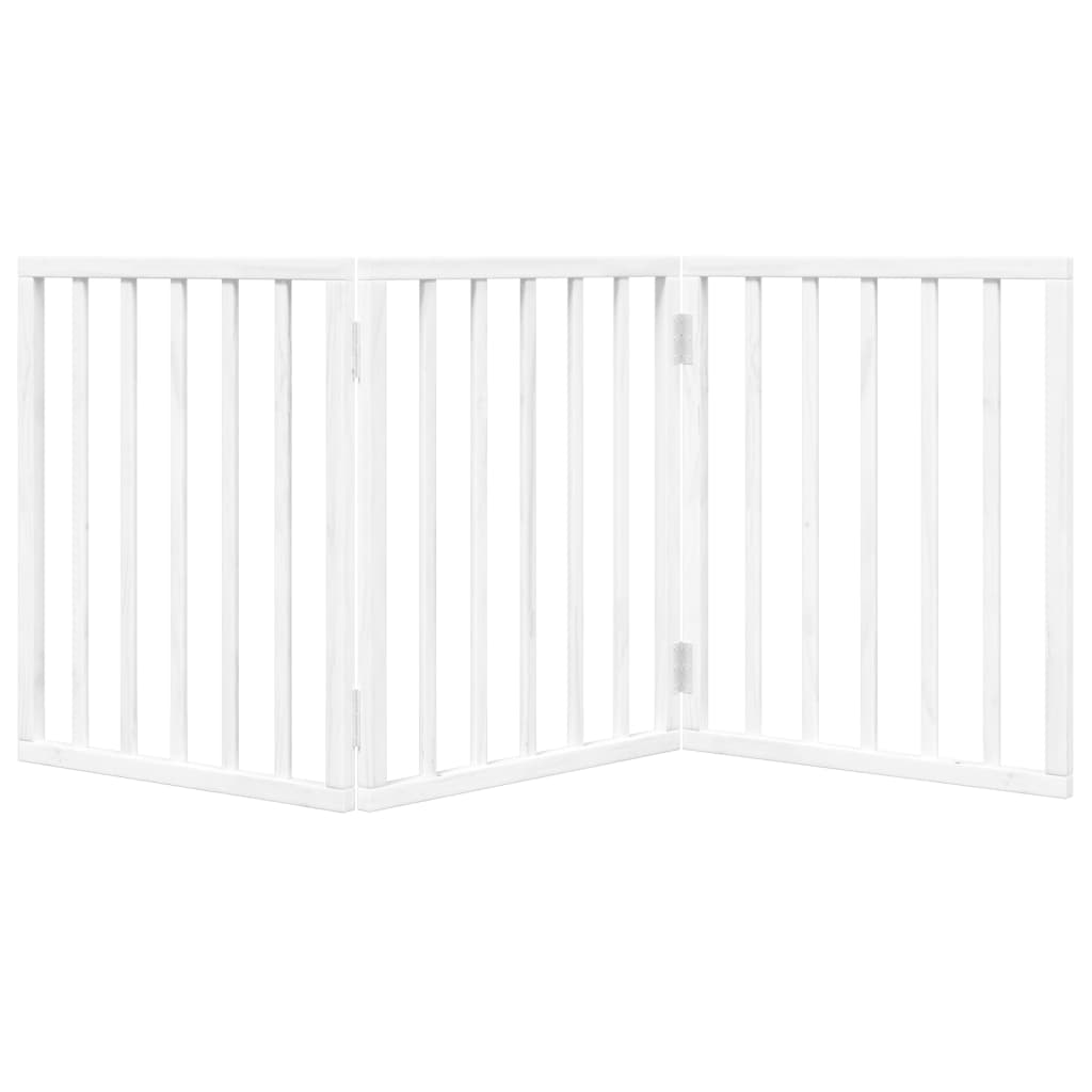 Dog Gate Foldable 3 Panels White 150 cm Poplar Wood