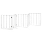 Dog Gate with Door Foldable 6 Panels White 300 cm Poplar Wood