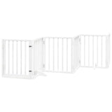 Dog Gate with Door Foldable 6 Panels White 300 cm Poplar Wood - Front View