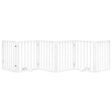 Dog Gate with Door Foldable 6 Panels White 300 cm Poplar Wood - Side View
