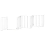 Dog Gate with Door Foldable 6 Panels White 300 cm Poplar Wood