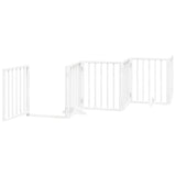 Dog Gate with Door Foldable 6 Panels White 300 cm Poplar Wood - Top-Down View