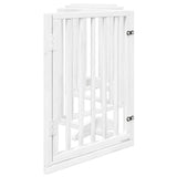 Dog Gate with Door Foldable 6 Panels White 300 cm Poplar Wood - 45-Degree Angle