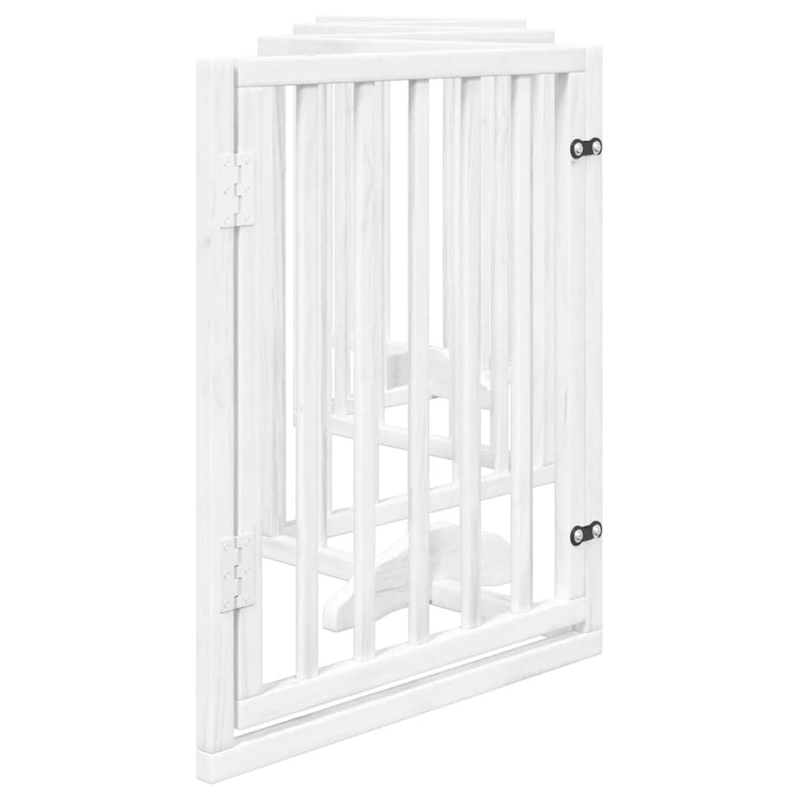Dog Gate with Door Foldable 6 Panels White 300 cm Poplar Wood