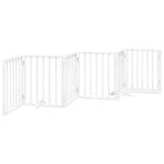 Dog Gate with Door Foldable 6 Panels White 300 cm Poplar Wood