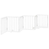 Dog Gate with Door Foldable 6 Panels White 300 cm Poplar Wood - Rear View