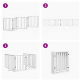 Dog Gate with Door Foldable 6 Panels White 300 cm Poplar Wood - Close-Up Angle
