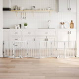 Dog Gate with Door Foldable 6 Panels White 300 cm Poplar Wood