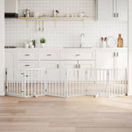 Dog Gate with Door Foldable 6 Panels White 300 cm Poplar Wood