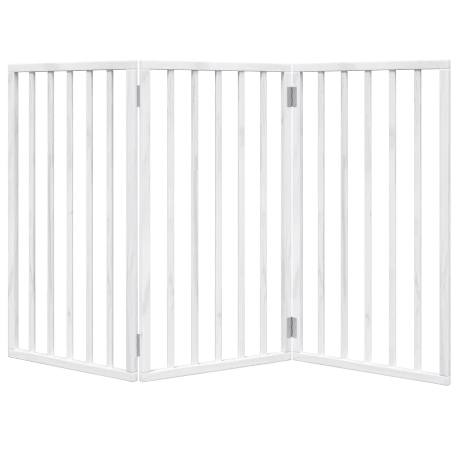 Dog Gate Foldable 3 Panels White 150 cm Poplar Wood