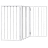 Dog Gate Foldable 3 Panels White 150 cm Poplar Wood - Rear View