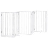 Dog Gate with Door Foldable 6 Panels White 300 cm Poplar Wood