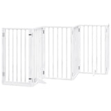 Dog Gate with Door Foldable 6 Panels White 300 cm Poplar Wood - Front View