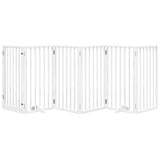Dog Gate with Door Foldable 6 Panels White 300 cm Poplar Wood - Side View